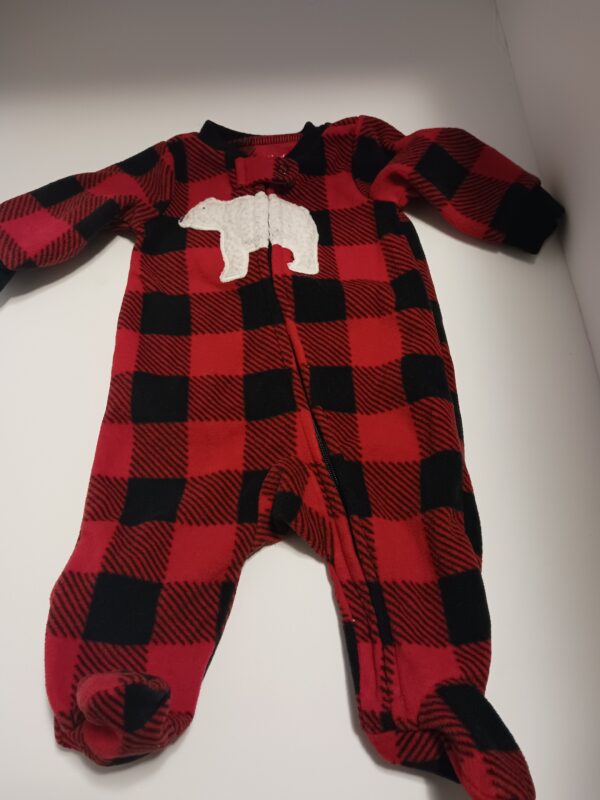 CARTER'S PLAID BEAR FLEECE FOOTIE PAJAMAS - Image 3