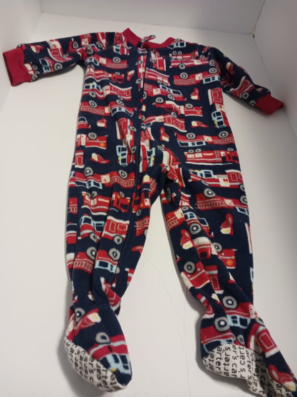 CARTER SZ 12 MONTH FLEECE FOOTIE PAJAMAS. FIRE TRUCK