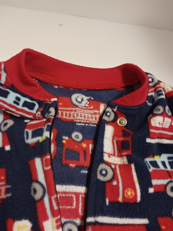 CARTER SZ 12 MONTH FLEECE FOOTIE PAJAMAS. FIRE TRUCK - Image 2